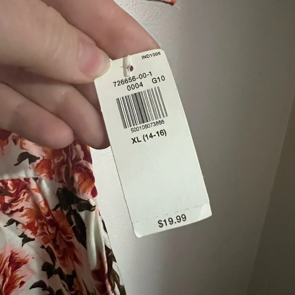 OLD NAVY Classic Fall Floral Swing Dress Orange Cream Brown Girl's Size XL *NWT*